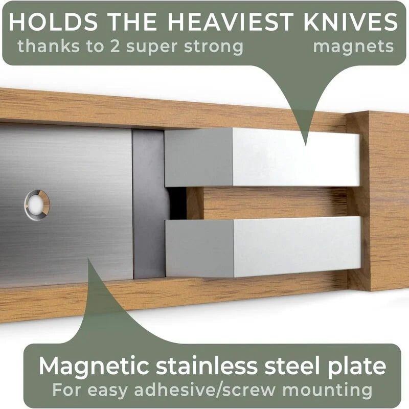 Magnetic Knife Holder for Wall 16 inch Acacia Wood Knife Strip, Powerful Magnet Knife Hanger Knife Bar for Kitchen knives