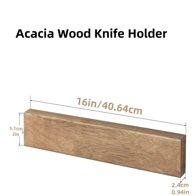Magnetic Knife Holder for Wall 16 inch Acacia Wood Knife Strip, Powerful Magnet Knife Hanger Knife Bar for Kitchen knives